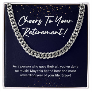 "Most Rewarding Year Of Life" Retirement Necklace Gift From Children Grandchildren Colleague Co-workers Friends Cuban Link Chain Jewelry Box