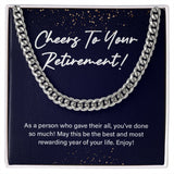 "Most Rewarding Year Of Life" Retirement Necklace Gift From Children Grandchildren Colleague Co-workers Friends Cuban Link Chain Jewelry Box