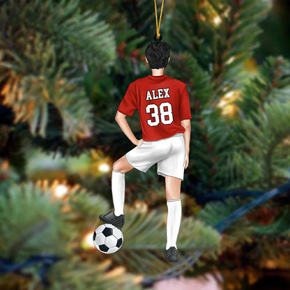 Personalized soccer player Christmas Ornament-Great Gift Idea For Soccer Players&Soccer Lovers, Custom Shape Ornament Decor HB