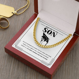 "Worked So Hard" Son Graduation Necklace Gift From Mom Dad Parents Cuban Link Chain Jewelry Box