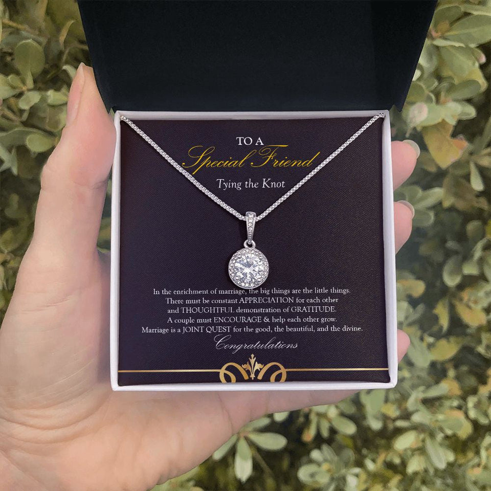 "Enrichment Of Marriage" Special Friend Wedding Day Necklace Gift From BFF Bestie Soul Sister Eternal Hope Pendant Jewelry Box