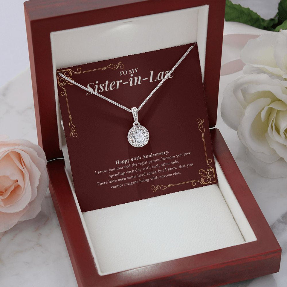 "Spending Each Day" Sister In Law 20th Wedding Anniversary Necklace Gift From Sister-In-Law Brother-In-Law Eternal Hope Pendant Jewelry Box