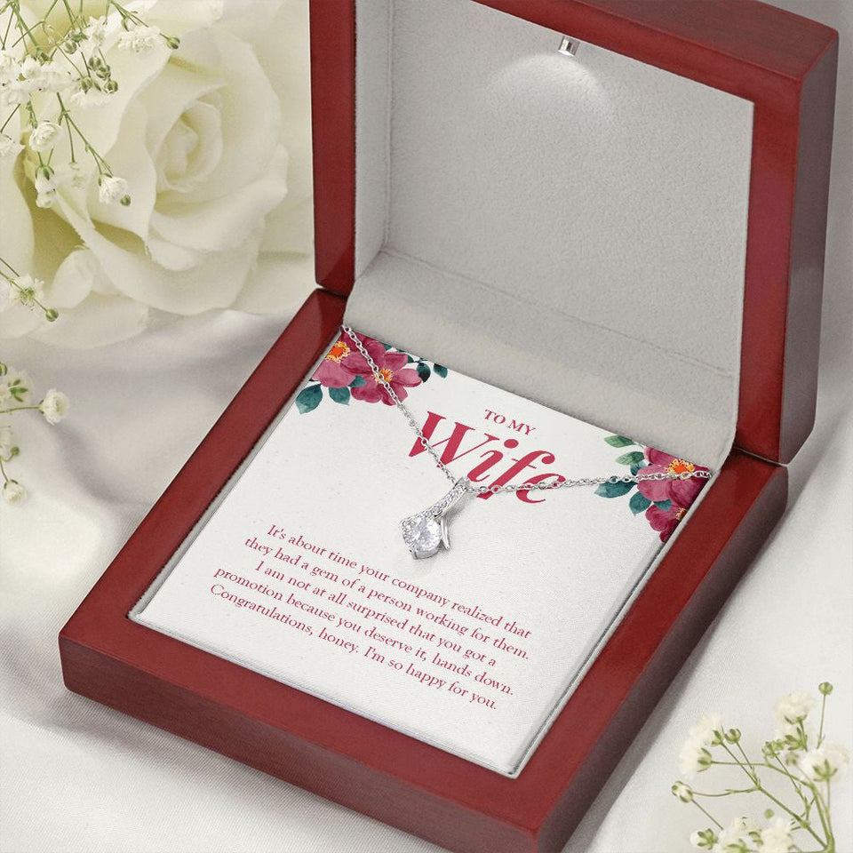 "Gem Of A Person" Wife Job Promotion Necklace Gift From Husband Alluring Beauty Pendant Jewelry Box