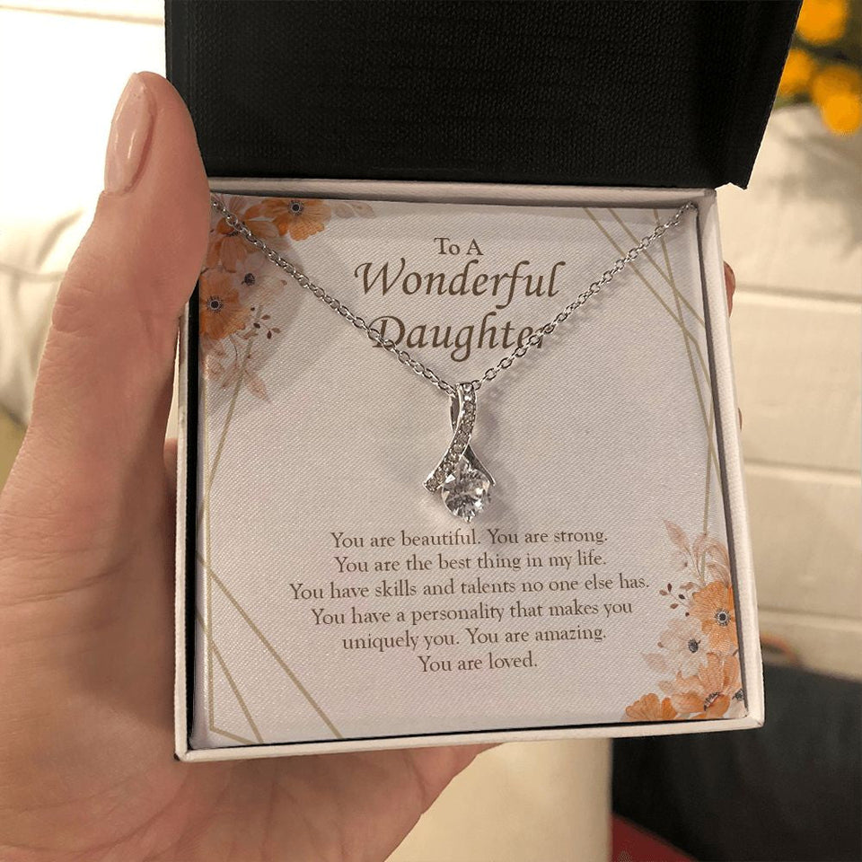 "Best Thing In Life" Wonderful Daughter Necklace Gift From Mom Dad Alluring Beauty Pendant Jewelry Box Birthday Christmas Graduation Valentines