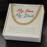 "Strong And Love To Laugh" Hero Dad Necklace Gift From Daughter Son Cuban Link Chain Jewelry Box Christmas Birthday Thanksgiving New Year