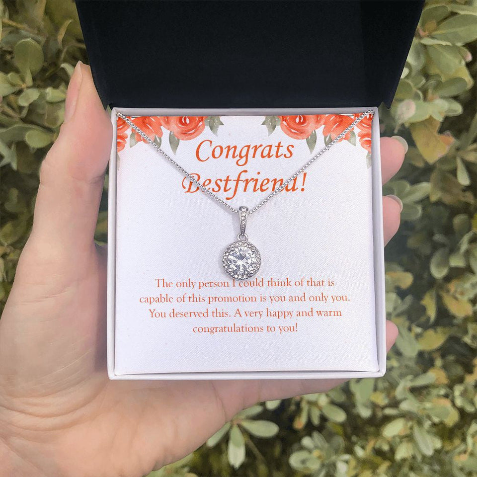 "Happy And Warm" Bestfriend Job Promotion Necklace Gift From Bestie BFF Eternal Hope Pendant Jewelry Box