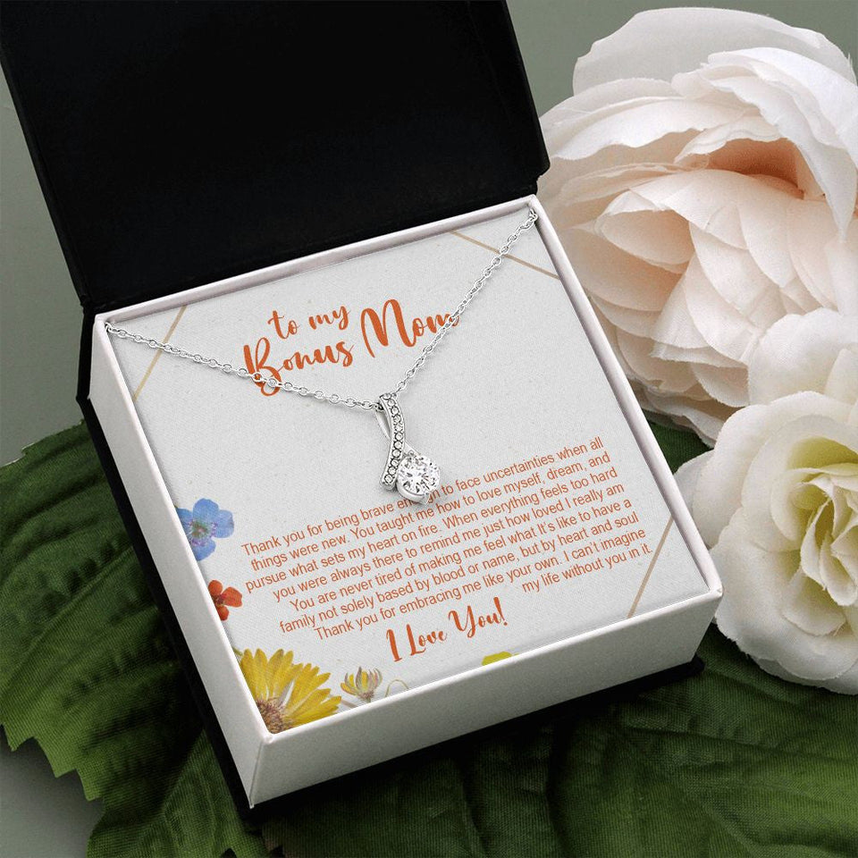 "Heart and Soul" Bonus Mom Necklace Gift From Daughter Son Alluring Beauty Pendant Jewelry Box Birthday Christmas Mothers Day Thanksgiving