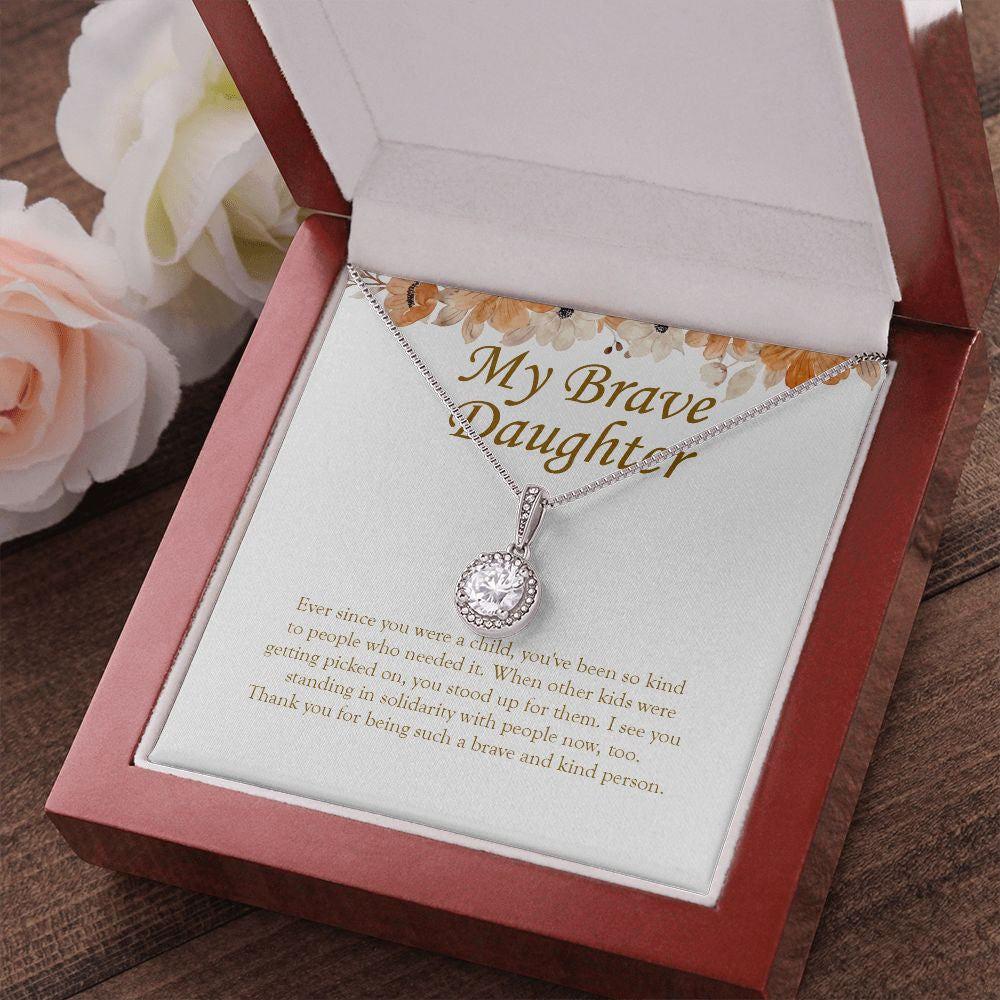"Standing In Solidarity" Brave Daughter Necklace Gift From Mom Dad Eternal Hope Pendant Jewelry Box Birthday Graduation Christmas Wedding