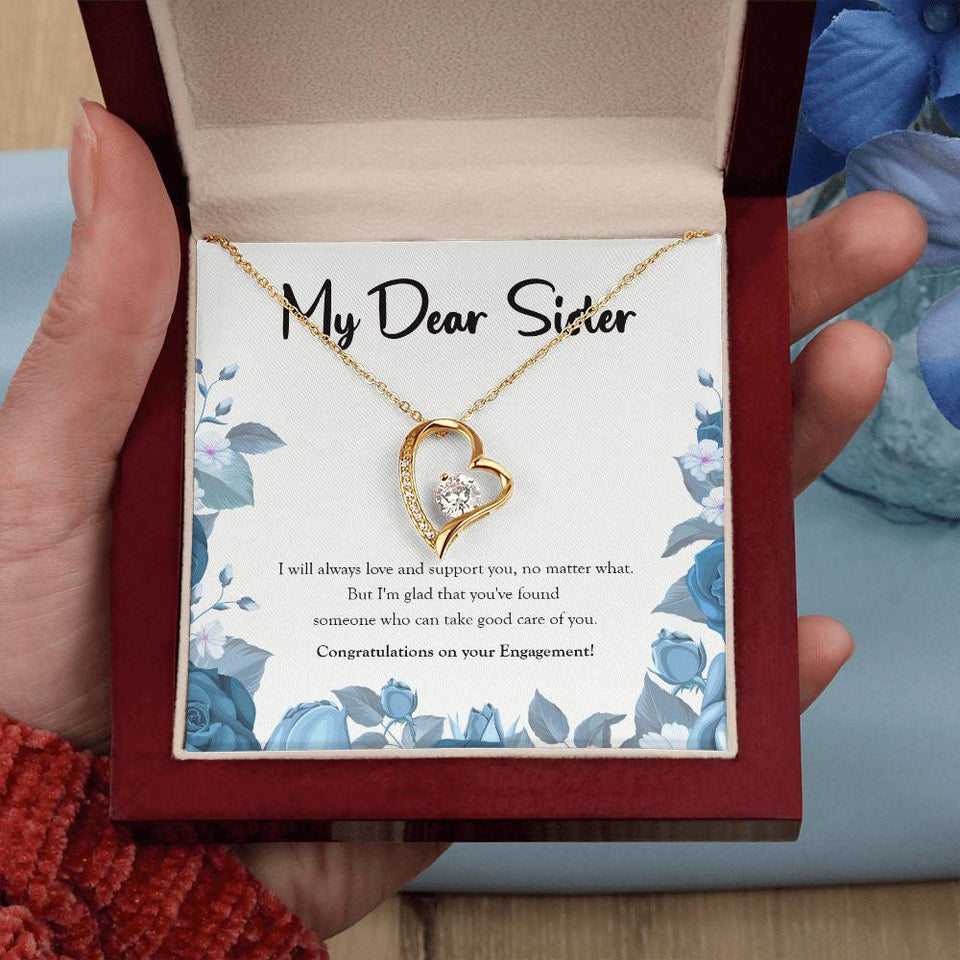 "Glad That You've Found" Sister Engagement Necklace Gift From Sis Brother Forever Love Pendant Jewelry Box