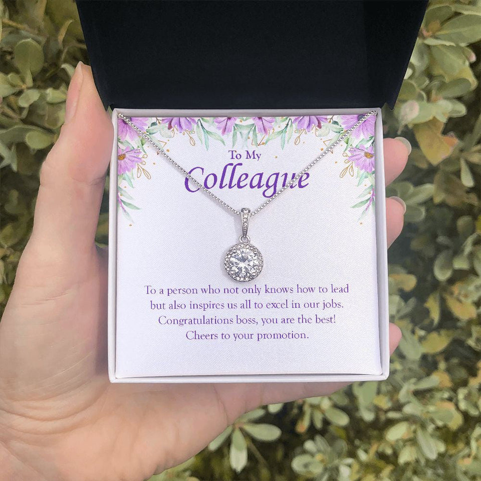 "Inspire Us To Excel In Our Jobs" Colleague Job Promotion Necklace Gift From Co-worker Friend Eternal Hope Pendant Jewelry Box