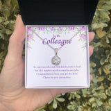 "Inspire Us To Excel In Our Jobs" Colleague Job Promotion Necklace Gift From Co-worker Friend Eternal Hope Pendant Jewelry Box