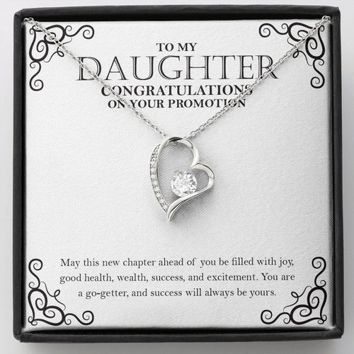 "New Chapter Ahead Of You" Daughter Promotion Necklace Gift From Mom Dad Forever Love Pendant Jewelry Box