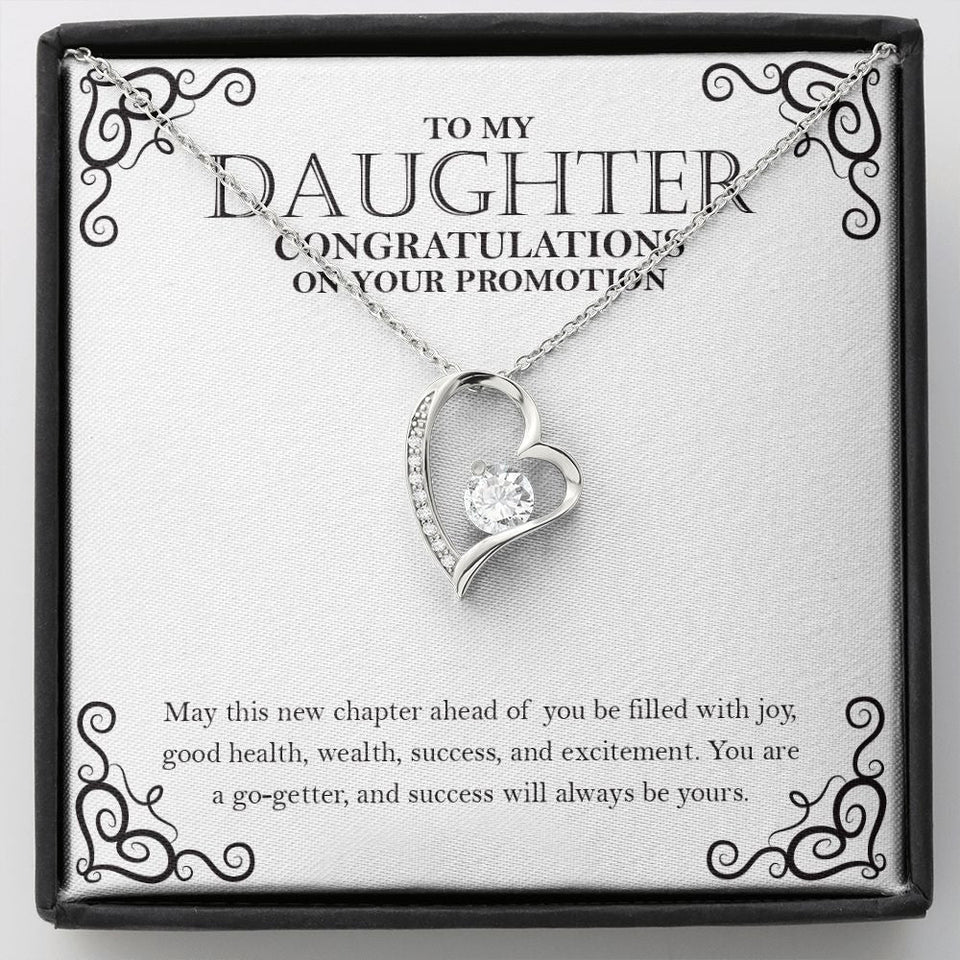 "New Chapter Ahead Of You" Daughter Promotion Necklace Gift From Mom Dad Forever Love Pendant Jewelry Box