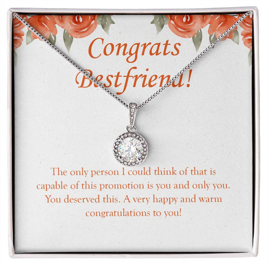 "Happy And Warm" Bestfriend Job Promotion Necklace Gift From Bestie BFF Eternal Hope Pendant Jewelry Box