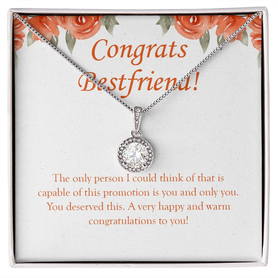 "Happy And Warm" Bestfriend Job Promotion Necklace Gift From Bestie BFF Eternal Hope Pendant Jewelry Box