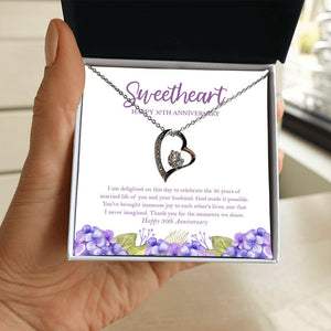 "Immense Joy To Each Other" Sweetheart Niece 30th Wedding Anniversary Necklace Gift From Aunt Uncle Forever Love Pendant Jewelry Box