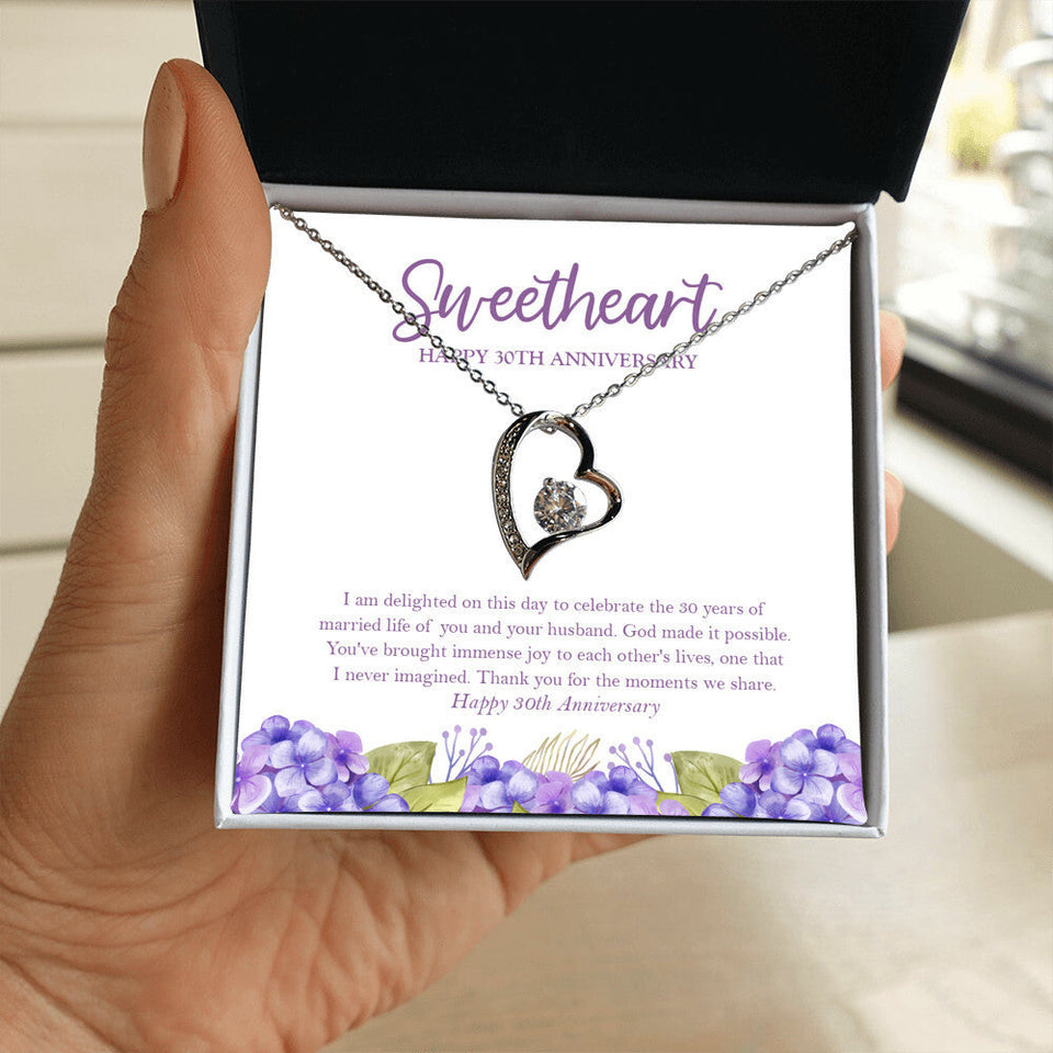 "Immense Joy To Each Other" Sweetheart Niece 30th Wedding Anniversary Necklace Gift From Aunt Uncle Forever Love Pendant Jewelry Box
