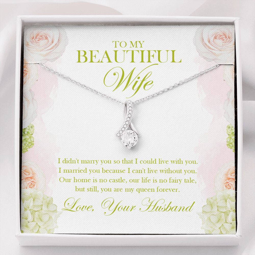 "Can't live without you" Beautiful Wife Necklace Gift From Husband Alluring Beauty Pendant Jewelry Box Mothers Day Birthday Christmas Valentines