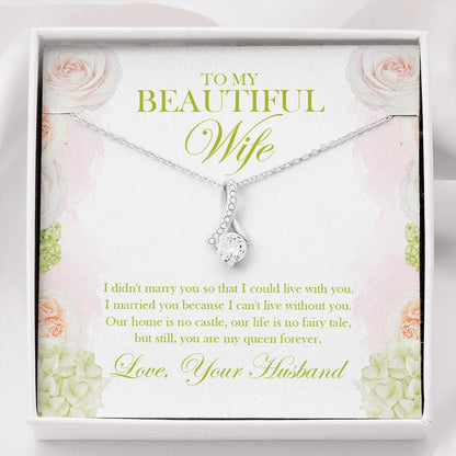 "Can't live without you" Beautiful Wife Necklace Gift From Husband Alluring Beauty Pendant Jewelry Box Mothers Day Birthday Christmas Valentines