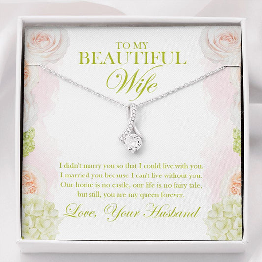 "Can't live without you" Beautiful Wife Necklace Gift From Husband Alluring Beauty Pendant Jewelry Box Mothers Day Birthday Christmas Valentines