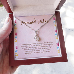 "Teaching Our Children" Preschool Teacher Necklace Gift From Student Teacher Alluring Beauty Pendant Jewelry Box Teachers Day Graduation Christmas