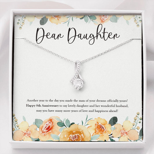 "Love And Happiness Ahead" Daughter 8th Wedding Anniversary Necklace Gift From Mom Dad Parents Alluring Beauty Pendant Jewelry Box