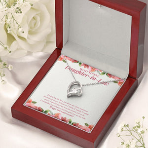 "Sweetness Touches My Heart" Lovely Daughter In Law 3rd Wedding Anniversary Necklace Gift From Mother-In-Law Father-In-Law Forever Love Pendant Jewelry Box