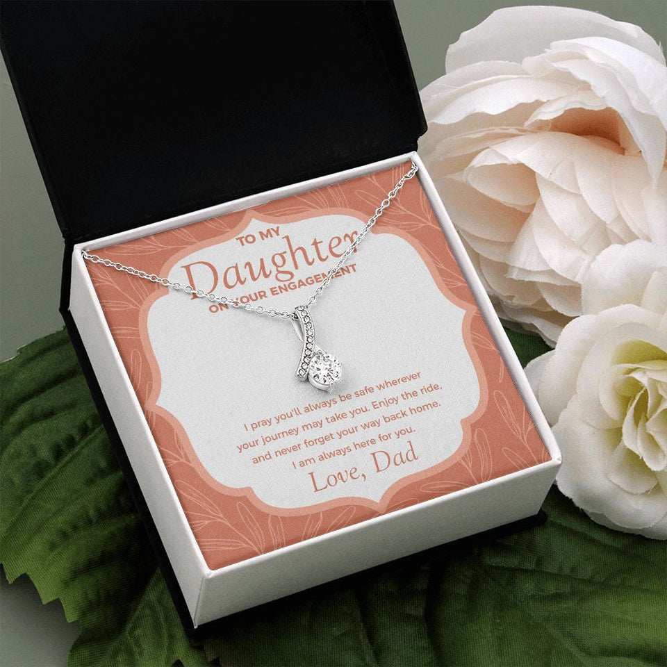 "Way Back Home" Daughter Engagement Necklace Gift From Dad Mom Parents Alluring Beauty Pendant Jewelry Box