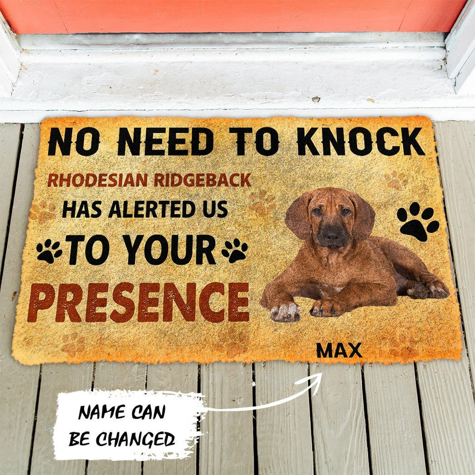 3D No Need To Knock Rhodesian Ridgeback Dog Custom Name Doormat