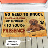 3D No Need To Knock Rhodesian Ridgeback Dog Custom Name Doormat