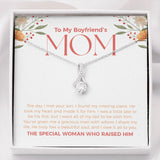 "Special woman who raised him" Boyfriend's Mom Necklace Gift Alluring Beauty Pendant Jewelry Box Birthday Wedding Christmas Thanksgiving