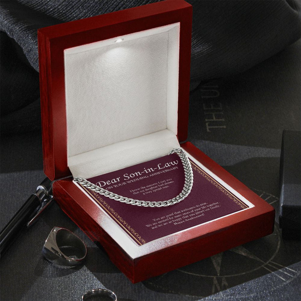 "Very Special Man" Son In Law Wedding Anniversary Necklace Gift From Mother-In-Law Father-In-Law Cuban Link Chain Jewelry Box