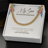 "Live Life To The Fullest" Son 30th Birthday Necklace Gift From Mom Dad Cuban Link Chain Jewelry Box