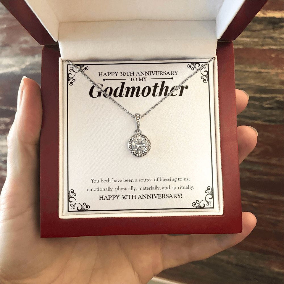 "Source Of Blessing To Us" Godmother 30th Wedding Anniversary Necklace Gift From Goddaughter Godson Eternal Hope Pendant Jewelry Box