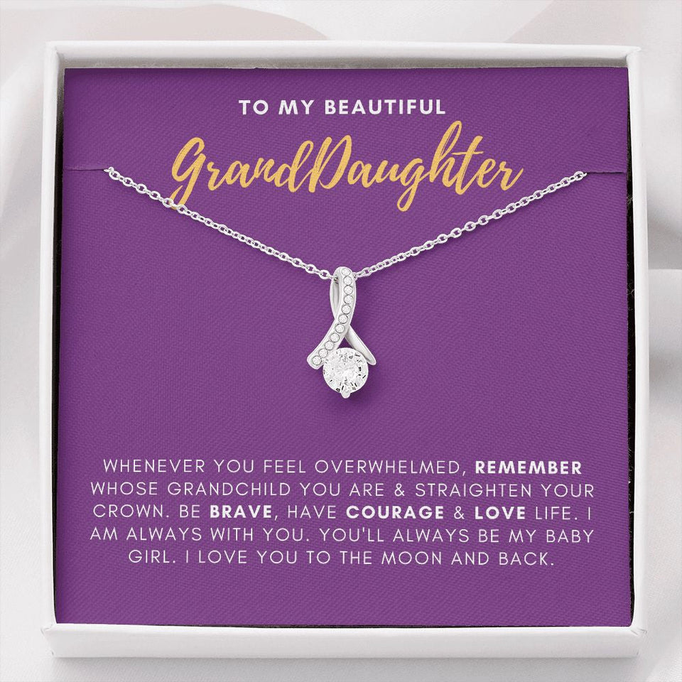 "Straighten Your Crown" Beautiful Granddaughter Necklace Gift From Grandma Grandpa Alluring Beauty Pendant Jewelry Box Birthday Christmas Graduation New Year