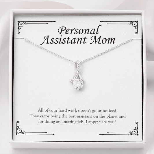 "Work Doesn't Go Unnoticed" Personal Assistant Mom Necklace Gift From Daughter Son Alluring Beauty Pendant Jewelry Box Work Anniversary Christmas Birthday