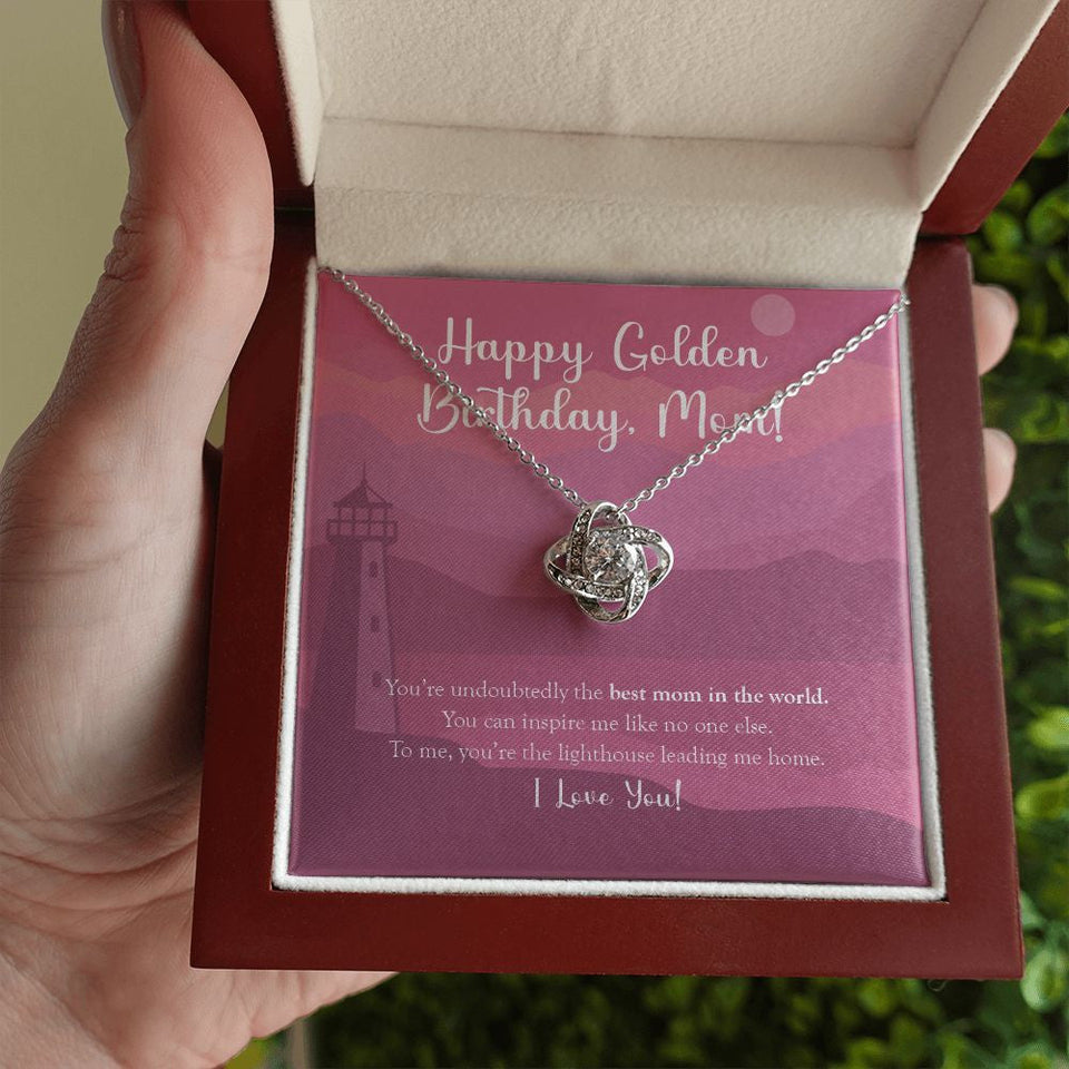 "You Are My Lighthouse" Mom Golden Birthday Necklace Gift From Daughter Son Forever Love Pendant Jewelry Box