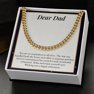 "Inspiration For All Of Us" Dad Retirement Necklace Gift From Son Daughter Children Cuban Link Chain Jewelry Box