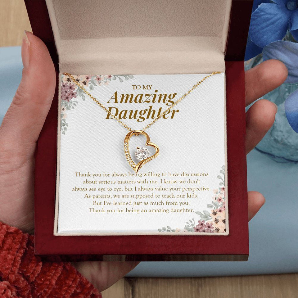 "Always Willing To Listen" Amazing Daughter Necklace Gift From Mom Dad Forever Love Pendant Jewelry Box Birthday Graduation Christmas Wedding