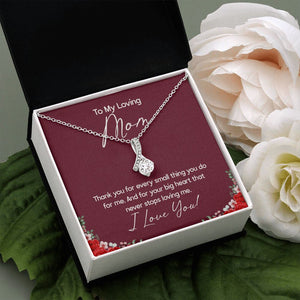 "Small Things Big Heart" Loving Mom Necklace Gift From Daughter Son Alluring Beauty Pendant Jewelry Box Mothers Day Birthday Christmas Valentines