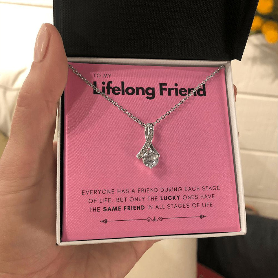 "Only The Lucky Ones" Lifelong Friend Necklace Gift From Bestfriend BFF Soul Sister Alluring Beauty Pendant Jewelry Box Birthday New Year Christmas Wedding