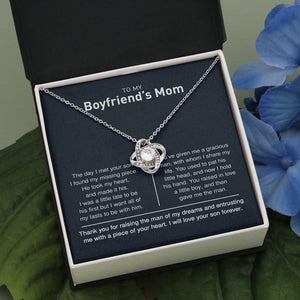 Necklace for Boyfriend's Mom, Gift for Birthday - To My Boyfirend's Mom I Will Love Your Son Forever, Love Knot Necklace