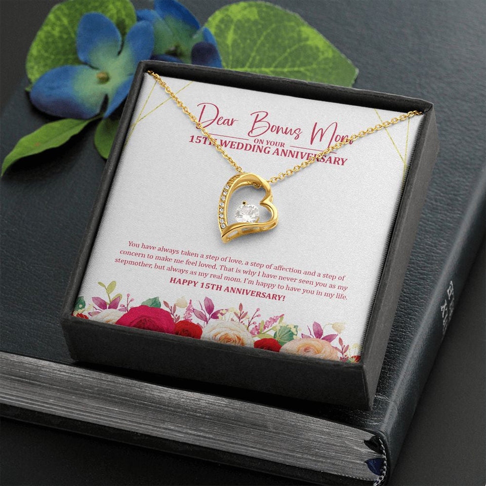 "I Have Never Seen You" Bonus Mom 15th Wedding Anniversary Necklace Gift From Daughter Son Forever Love Pendant Jewelry Box