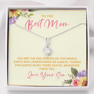 "Who understand me" Best Mom Necklace Gift From Son Daughter Alluring Beauty Pendant Jewelry Box Thanksgiving Birthday Christmas Mothers Day