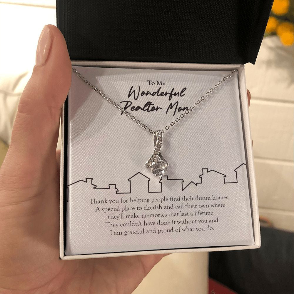 "Find Their Dream Home" Wonderful Realtor Mom Necklace Gift From Daughter Son Alluring Beauty Pendant Jewelry Box Job Anniversary Birthday Christmas