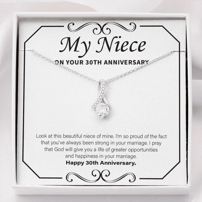 "Strong In Marriage" Niece 30th Wedding Anniversary Necklace Gift From Aunt Uncle Alluring Beauty Pendant Jewelry Box