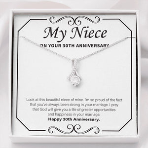 "Strong In Marriage" Niece 30th Wedding Anniversary Necklace Gift From Aunt Uncle Alluring Beauty Pendant Jewelry Box