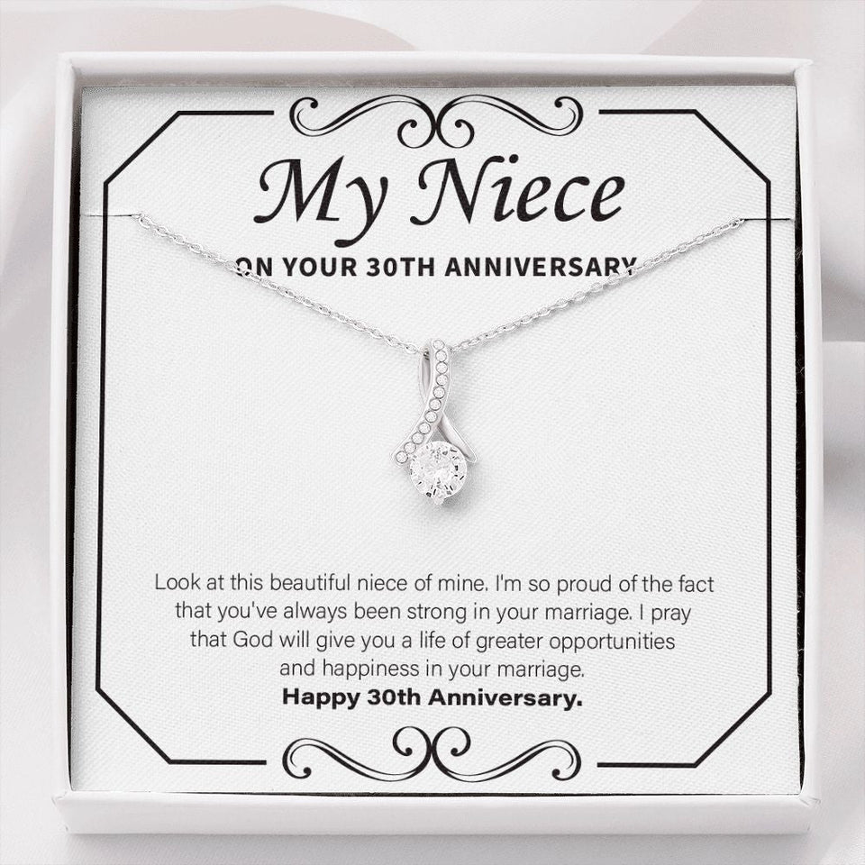 "Strong In Marriage" Niece 30th Wedding Anniversary Necklace Gift From Aunt Uncle Alluring Beauty Pendant Jewelry Box