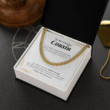 "Raise A Glass" Amazing Cousin 30th Wedding Anniversary Necklace Gift Cuban Link Chain Jewelry Box