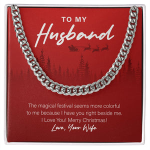 "Colorful Magical Festival" Husband Christmas Necklace Gift From Wife Cuban Link Chain Jewelry Box